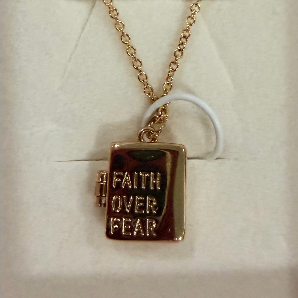 Altr’d State Gold 'Faith Over Fear' Locket Necklace Advent Calendar Day 7